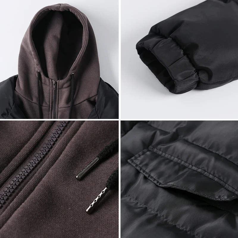 2018 Winter Men's False Two Piece Thicken Hooded Parkas In Warm Long Cotton-padded Clothes Loose Snow Jackets Male Coats M-2XL
