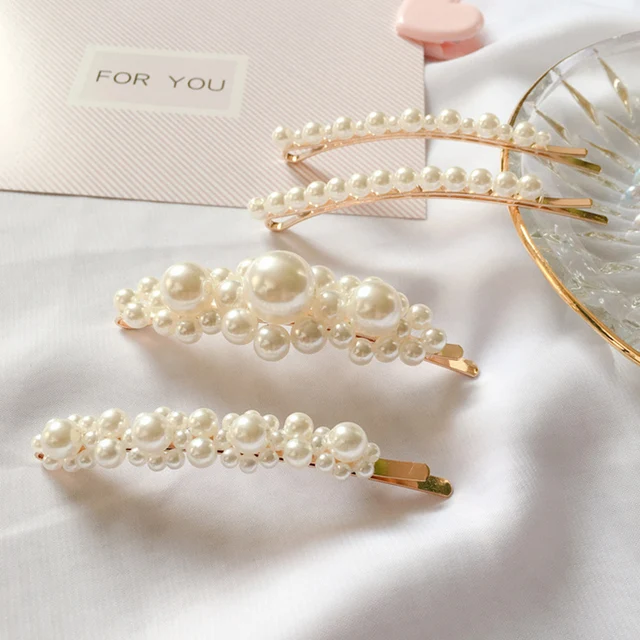 LNRRABC Korean Hair Clip Women Handmade Beaded Pearl Flower Clip Hairpin 1PC Hair Accessories