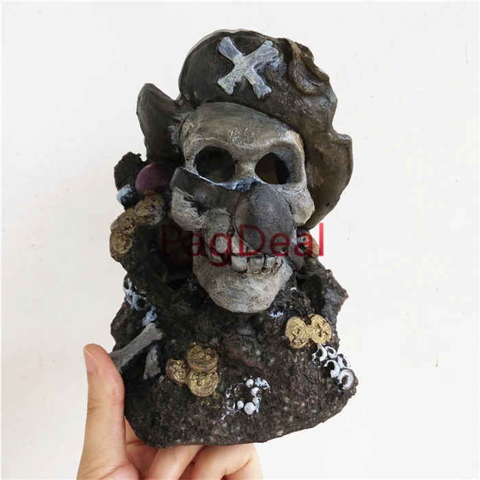 Аквариум смола декоративные украшения Lost пиратский череп кости украшения для аквариума