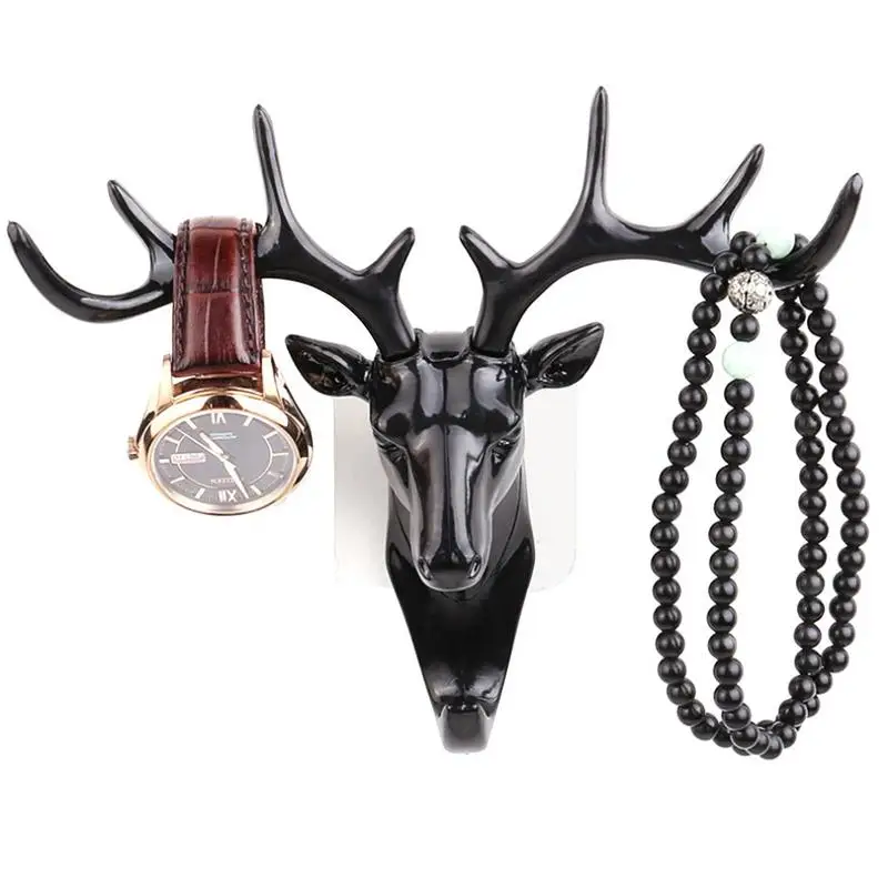 Cartoon Deer Head Animal Self Adhesive Display Racks Hook Clothing Coat Hanger Cap Room Decor Show Wall Bag Keys Sticky Holder | Дом и сад