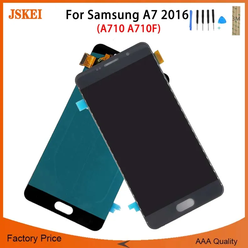 

For Samsung A7 2016 A710 Super AMOLED LCD Touch Screen Digitizer Assembly Replacement 5.5inch free 3M Sticker and Tools