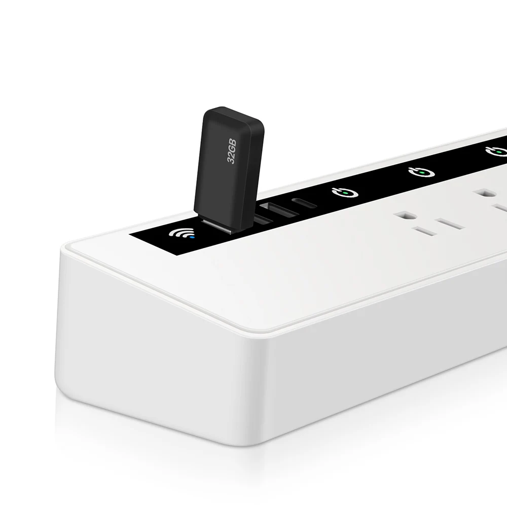 L1 WIFI Storage Smart Power Strip With 3 USB Ports 4 AC Outlets 1 Type-C Port Boosting Wifi Coverage USB Plug Electrical Sockets
