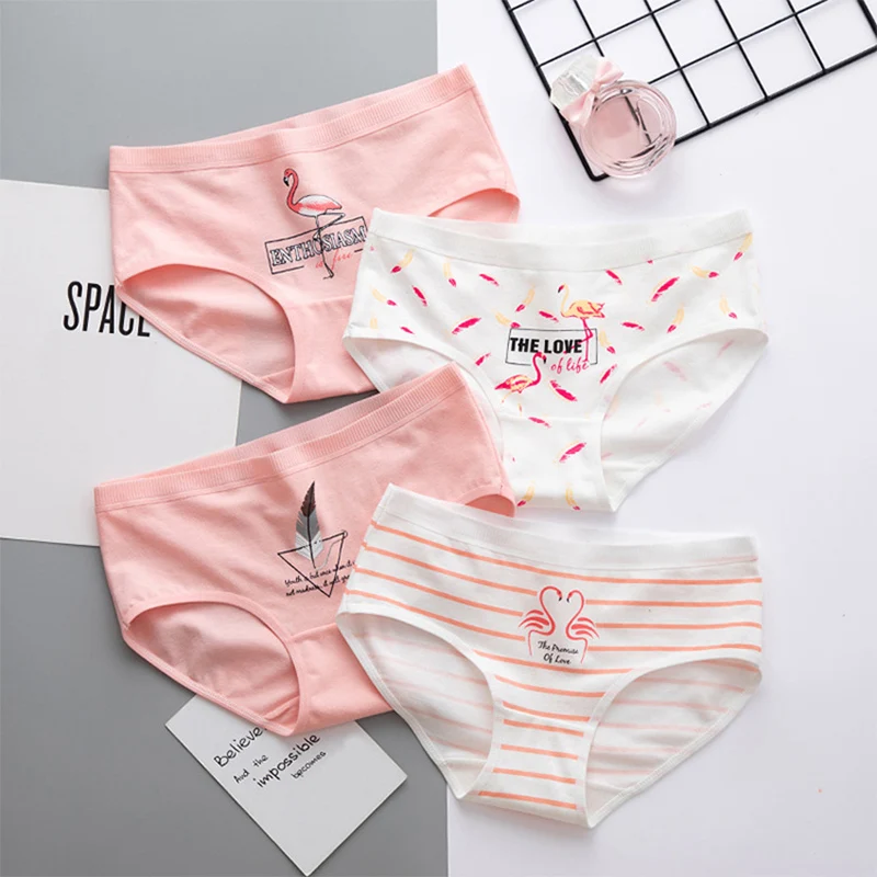 

Hot Sale Popular Flamingo Printed Girls Cotton Briefs Casual Female Underwear Lingerie Sexy 1PC Women Panties Underpants