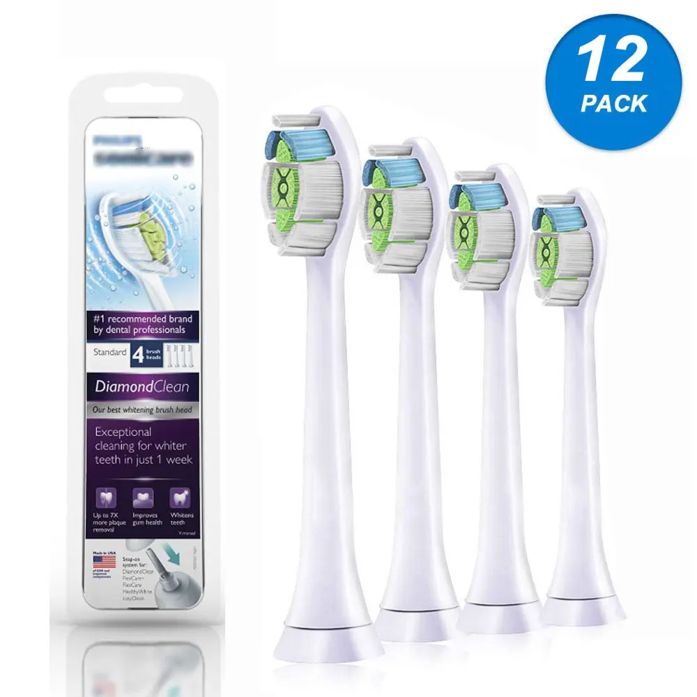 12 шт. насадки зубных щеток для Philips Sonicare HX6062 HX6064 HX6074 HX9024 HX9044 HX6952 HX6920 HX9332