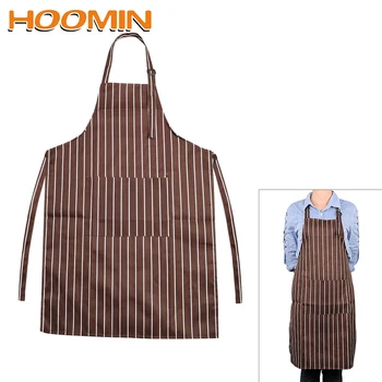 

HOOMIN Kitchen Chef Restaurant Waiter Aprons Adult Black Stripe Bib For Man Woman Adjustable Apron Cooking Apron With Pockets