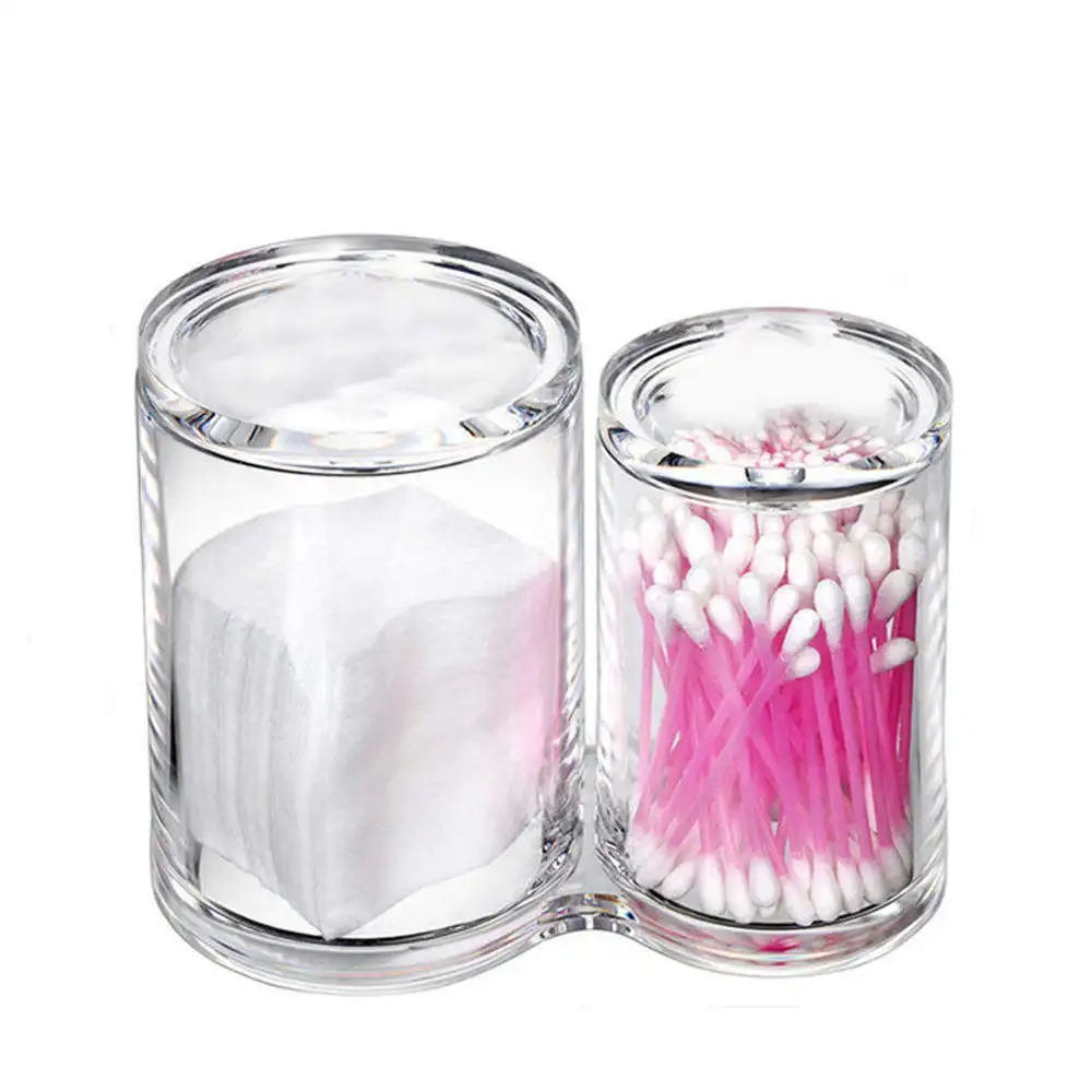 3 Grids Acrylic Makeup Organizer Cotton Ball Holder Makeup Brush Pads