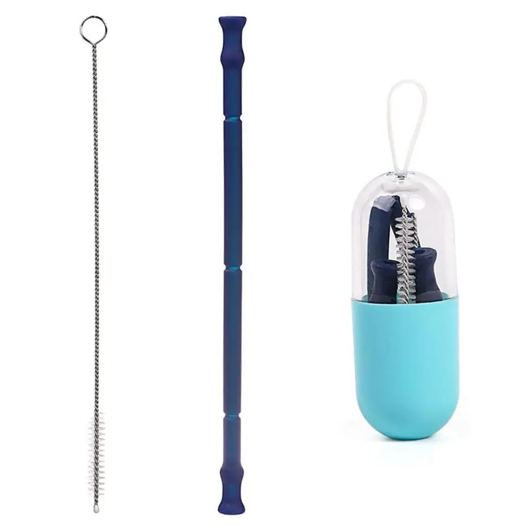 

Foldable Silicone Straw Portable Reusable Collapsible No Smell Heat Resistant Drinking Straw With Storage Case Box
