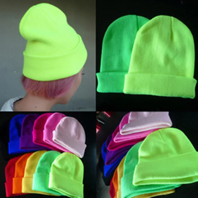 

Knit Warm Wool caps Fluorescence Light Plate Flat Needle Headgear Acrylic Fibres Hats Knitting Hat Streetwear men and women hats