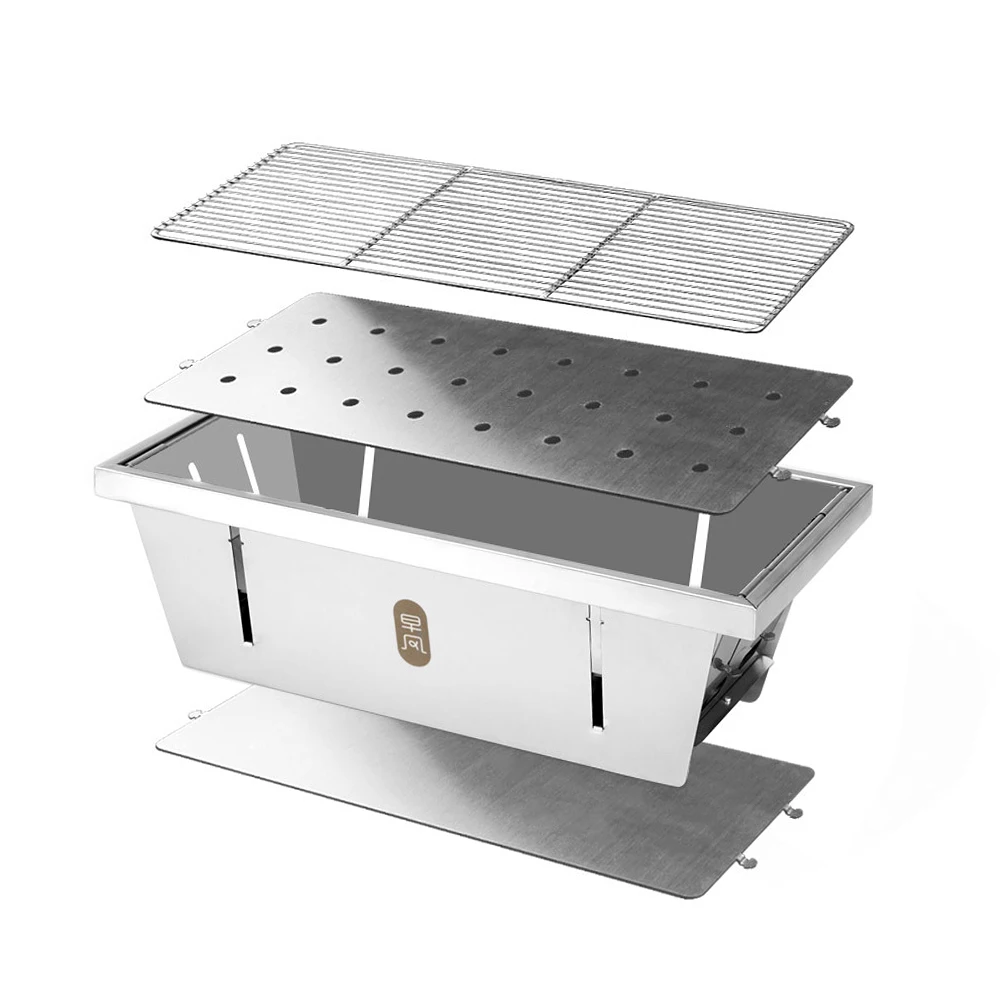 

Zaofeng Portable Stainless Steel BBQ Grill Folding Barbecue Camping Stove Oven