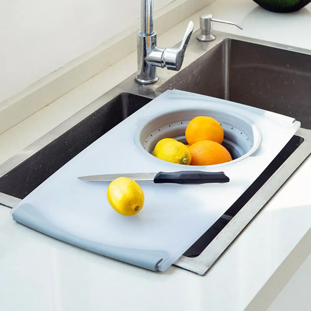 Us 16 99 48 Off Dropshipping Innovative Multi Functional 3 In 1 Chopping Board Detachable Folding Drain Basket Sink Cutting Board Kitchen Tools In