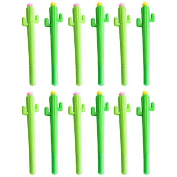 

12 Pack Creative Kawaii Cactus Rollerball Pens 0.5mm Black Ink School Office Gel Pen Random Color