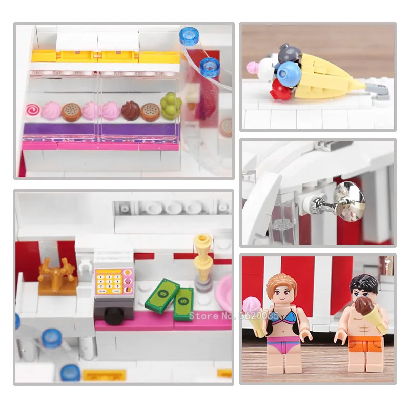 Girl City Beach Seaside Ice Cream Truck Series Building Blocks Model Girl Boy figures Gift For Girl And Boys Toy With Legoinglys