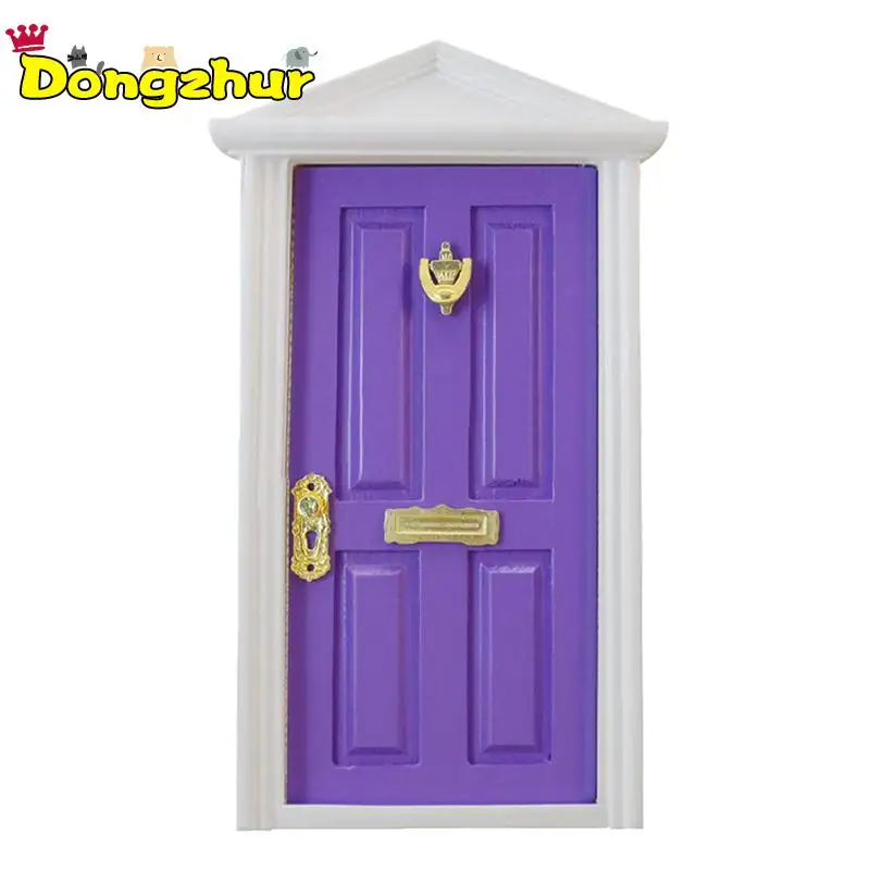 Фиолетовый Высокое качество 1:12 Кукла Аксессуары для мини-мебели Европейская дверь дети DIY Кукольный дом украшение дверная игрушка модель