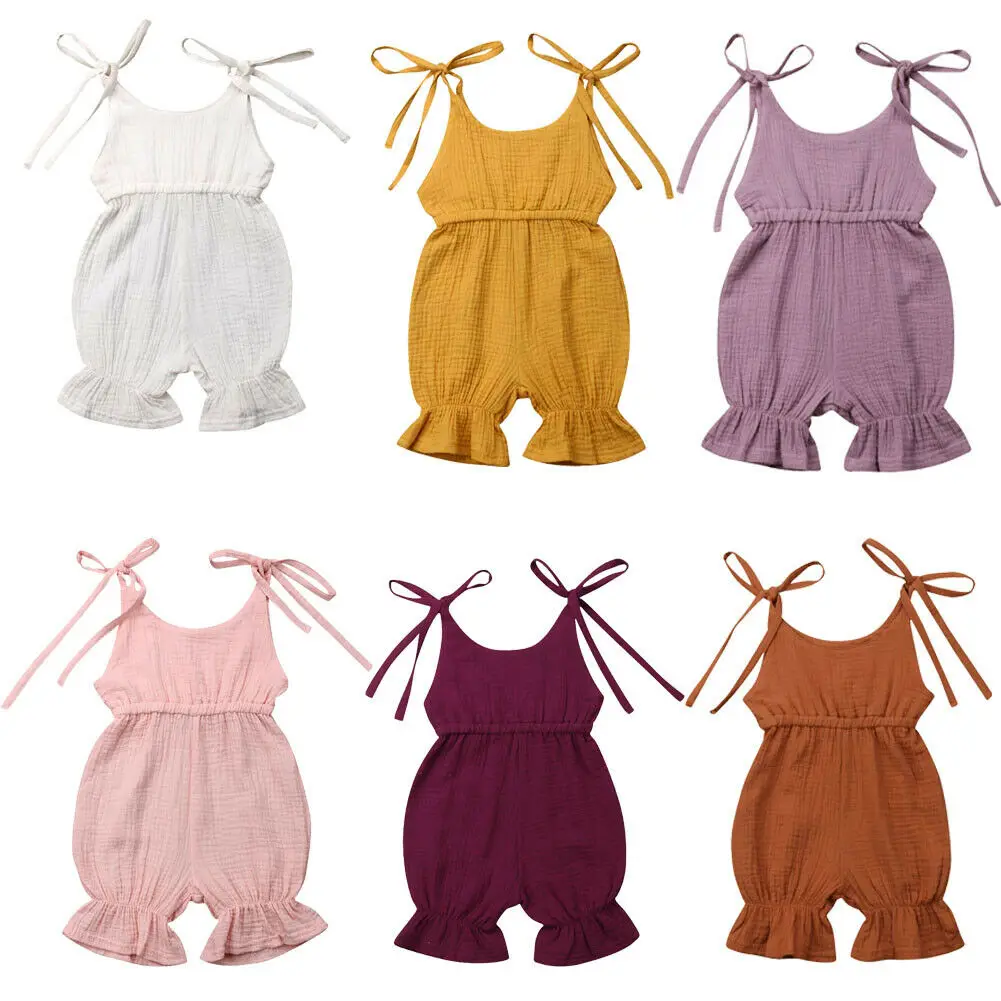 

Cute Summer Newborn Baby Girls Clothes Rompers Toddler Casual Lace Up Jumpsuits Infant Kids Sunsuit New Style Outfits Set