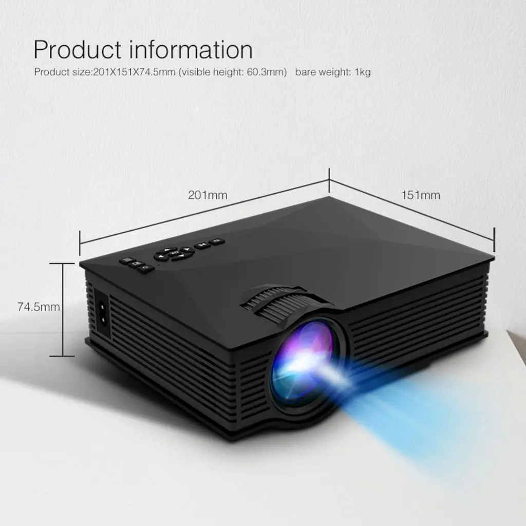 Uc68 المسرح جهاز عرض الوسائط المتعددة 80 Ansi Hd 1080 P الفيديو المدمج في مكبر هاي فاي الترفيه المنزلي دعم Miracast البث (الاتحاد الأوروبي