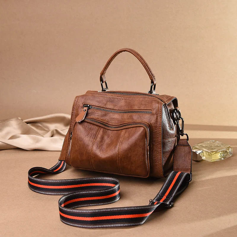 

2019 New Boston Vintage Fashion Handbag Crossbody Bags For Women Leather Handbags Shoulder Designer Luxury Bag Pochette Femme