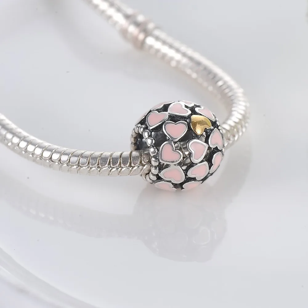 Beagloer Серебряное сердце цветок эмаль подвески подходят оригинальный Pandora