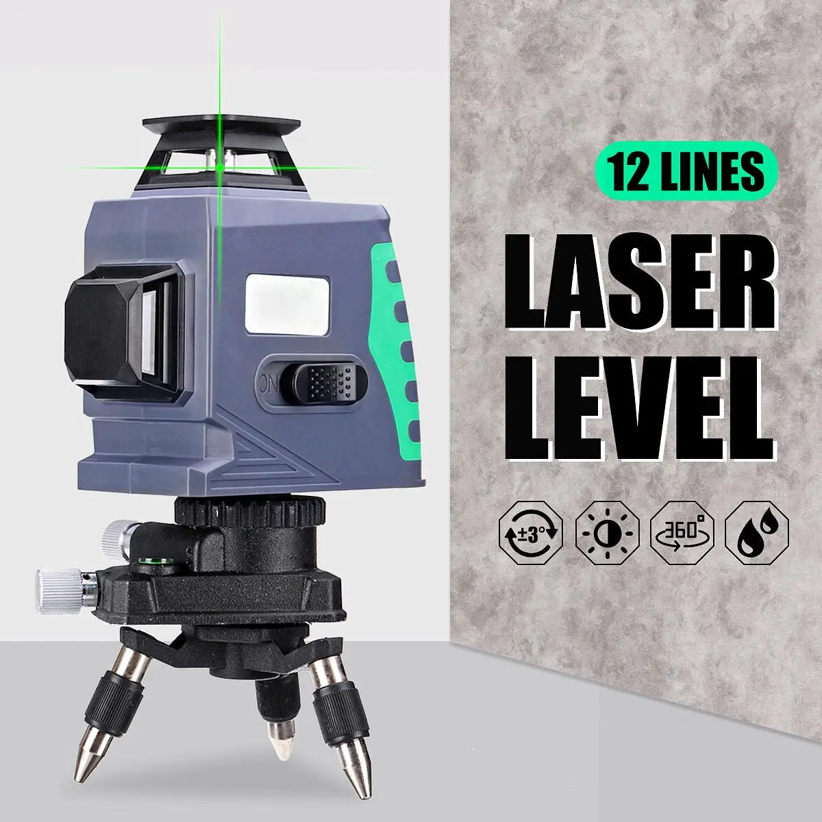 

12Lines 3D Laser Level Self-Leveling 360 Horizontal And Vertical Cross Super Powerful green Laser Beam
