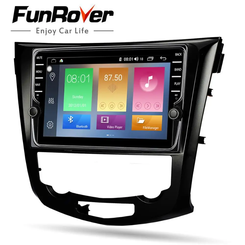 Excellent Funrover 8 core android 9.0 car dvd multimedia player for Nissan X-Trail Qashqai 2014 -2017 stereo radio gps navigation navi DSP 4