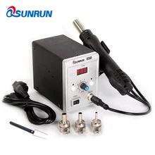 Qsunrun 858D BGA паяльная станция, 700 Вт фена, 858D+ ESD светодиодный цифровой дисплей SMD паяльная станция с 3 насадками
