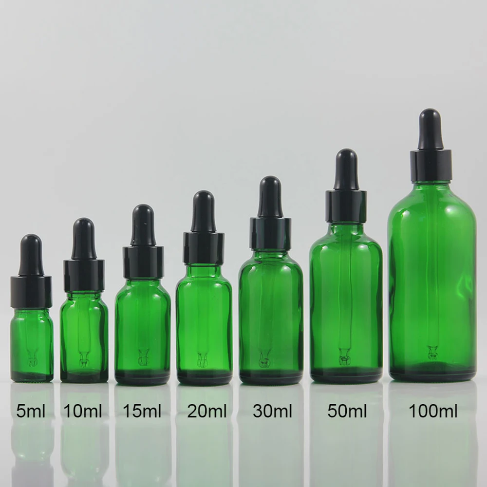 

Hot Sell 30ml Green Glass Pipettes Cosmetic Essential Oil Containers, DIY Empty Frosted Amber Vial Dropper Bottle 0.5 OZ