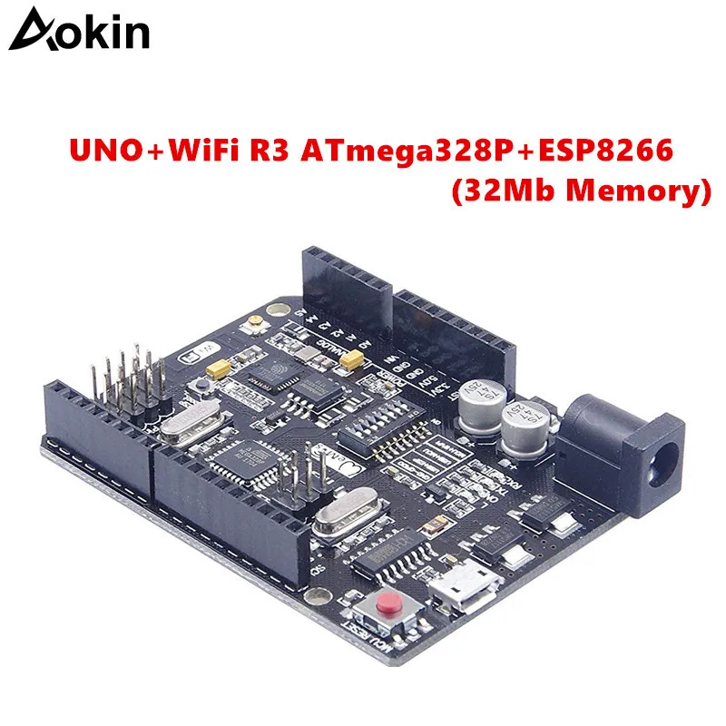 UNO + Wi Fi R3 ATmega328P ESP8266 32Мб оперативной памяти USB TTL CH340G совместимый для Arduino Uno NodeMCU WeMos