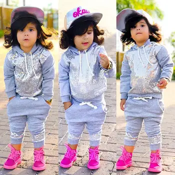 

Pudcoco Girl Set 1Y-6Y UK Toddler Kids Baby Girl Sequin Hooded Tops Pants Leggings 2Pcs Outfits Clothes