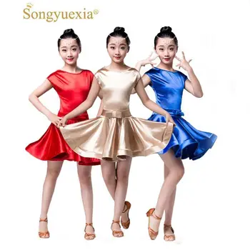 

Songyuexia Shiny Girls Kids Junior Club Latin Dresses Turtle Neck Lace Modern Ballroom Latino Dresses For Dancing Latin skirt