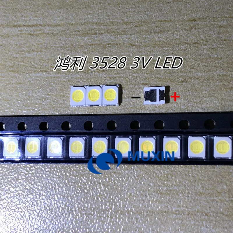 HONGLI TRONIC, двойные чипы, светодиодный, с подсветкой, 1210, 3528, 2835, 1 Вт, 3 в, 100лм, холодный белый, ЖК-подсветка для ТВ-приложений, 200 шт