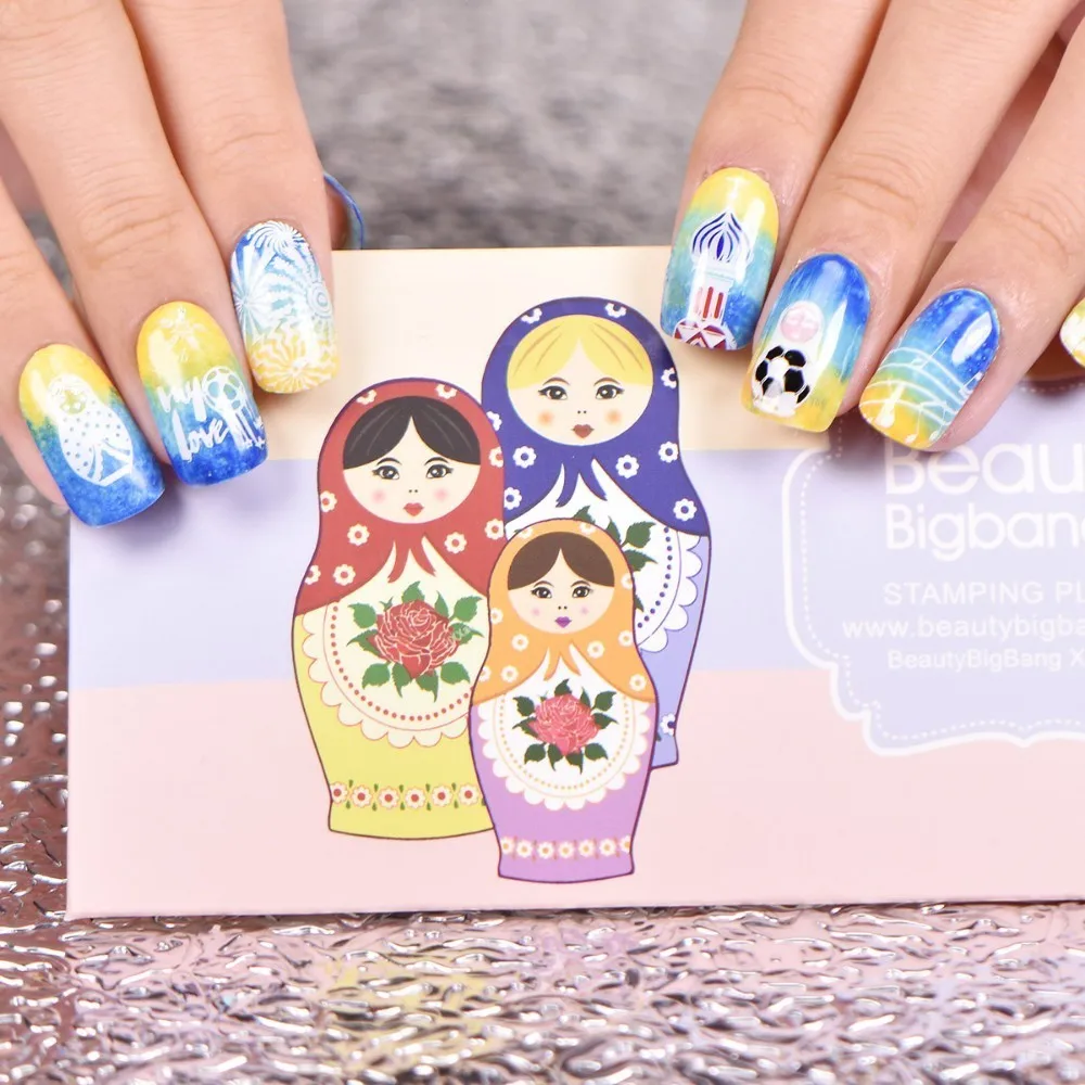 BEAUTYBIGBANG прямоугольник Русский стиль милая кукла архитектура культура шаблон дизайн ногтей штамп шаблон изображения пластины XL-49