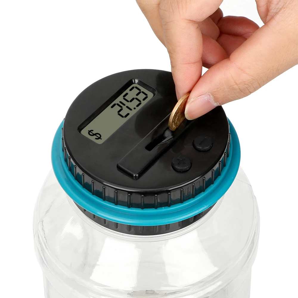 Coins Storage Jar Digital LCD Screen with Automatic Counter Piggy Bank ABS Large Capacity For USD EURO 1.8L Money Saving Box