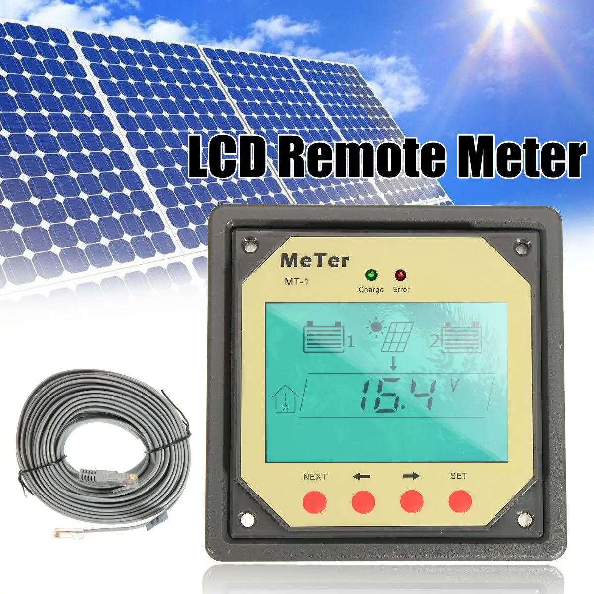 MT-1 дистанционный измеритель ЖК-дисплей монитор для 10A 20A Двойной аккумулятор солнечный регулятор контроллеры