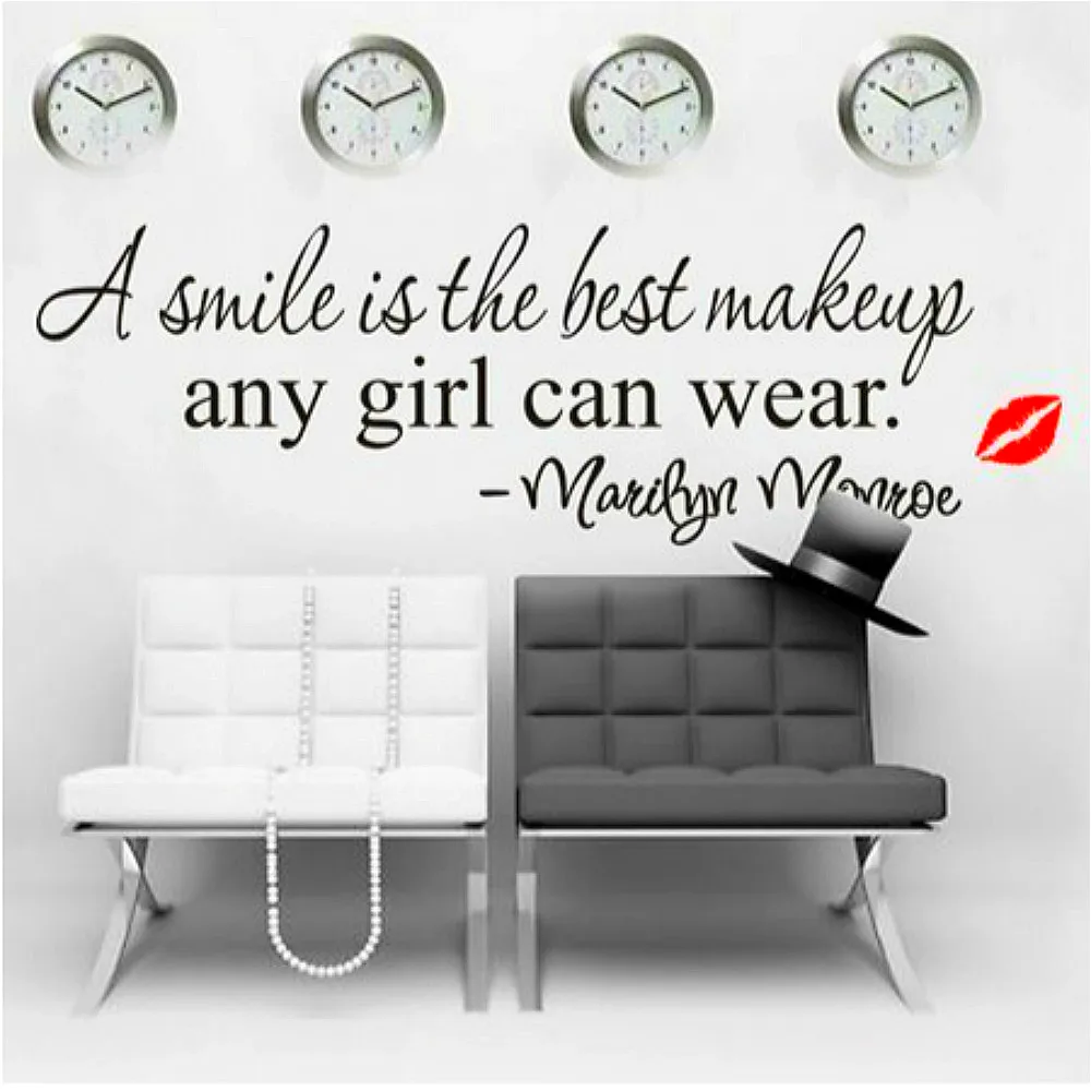 

A smile is the best makeup any girl can wear Wall Sticker Quotes Removable Decal Home Decor
