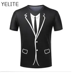YELITE Мужская футболка Мужская имитация костюм 3D принт Топы смешной короткий рукав Футболка мужская футболка футболки мода мягкий материал
