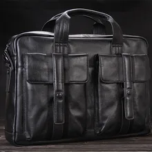 Роскошный мужской портфель из натуральной кожи, деловая сумка, кожаная сумка для ноутбука, 15,4 дюймов, Офисная сумка, портфель, мужской портфель, черный цвет