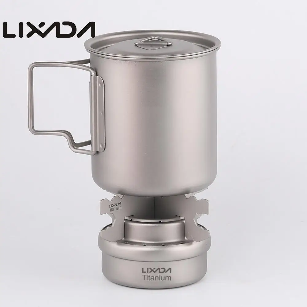 

Lixada Outdoor Titanium Alcohol Stove & Rack Combo Set Mini Ultralight Portable Stove with Cross Stand Stove Rack Support Stand