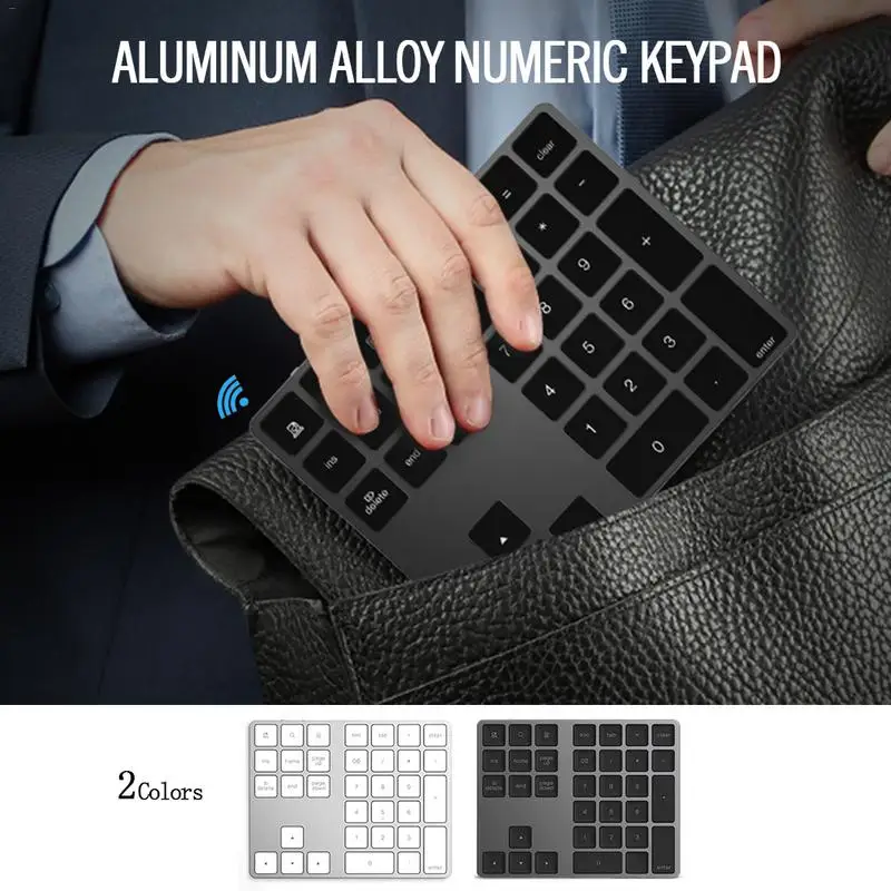 

Aluminum Alloy 34 Keys Bluetooth Wireless Numeric Keypad Digital Keyboard For Desktop Laptop