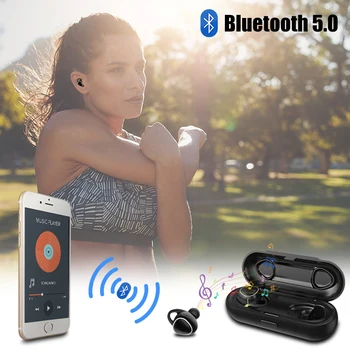 

2019 TWS Bluetooth 5.0 Wireless Bluetooth Earphone Sports Waterproof Weightlight Wireless Headphone with dual MIC 3D stereo