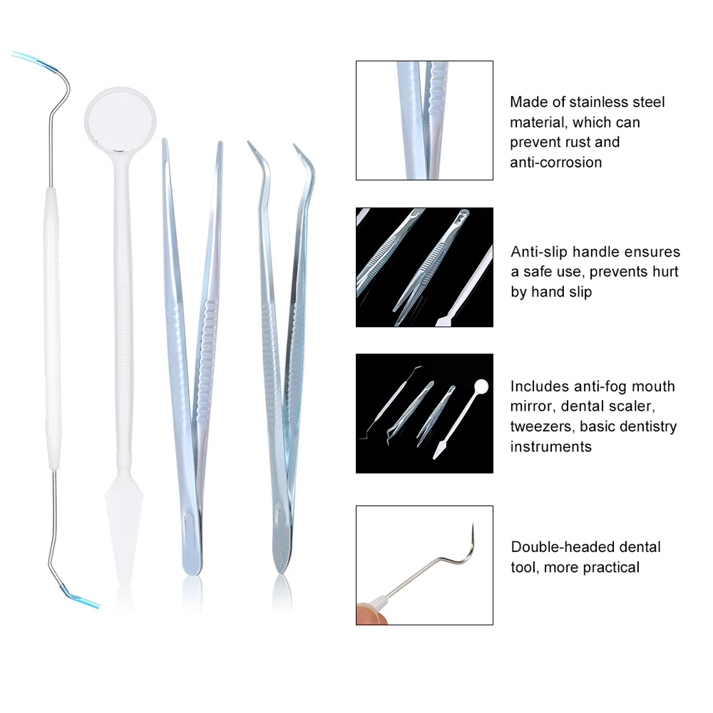 Высокий 4 шт./компл. гигиена полости рта уход стоматологические инструменты из нержавеющей стали средства для удаления зубного камня отбеливающий набор для чистки зубов зонд рот зеркало