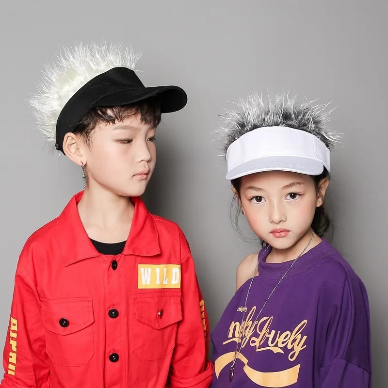 Novelty Unisex Kids Adults Cap Fake Flair Hair Sun Visor hats caps men Women Toupee Wig Funny Hair Loss Cool Gifts Golf Cap Hat