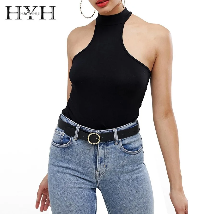 HYH HAOYIHUI/Новинка 2019 года топы для девочек однотонного цвета сексуальный профиль