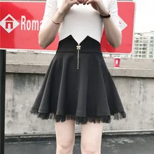 Faldas/Новинка, ограниченная серия, Lanon Faldas Mujer, Женская юбка в стиле пэчворк, сетчатая юбка с завышенной талией, плиссированная мини-юбка выше колена, на молнии,, повседневная