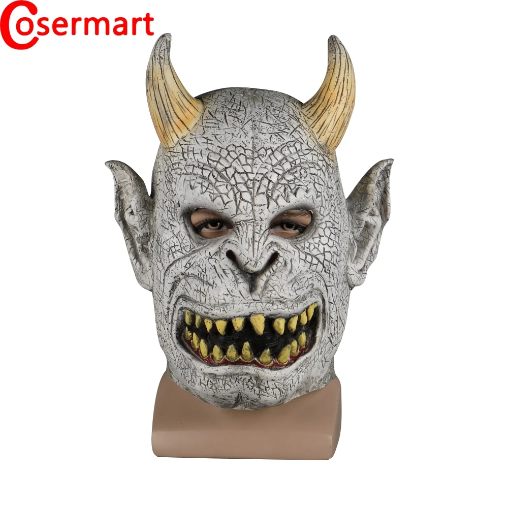 Cosermart страшный демон дьявол Ужасы Хэллоуин Латексная Маска с рогом косплей