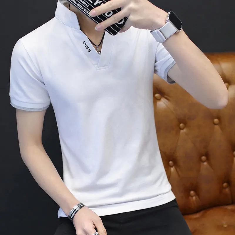 

Hot Sale New Fashion Brand Men Polo shirt Solid Color Short-Sleeve Slim Fit Shirt Men Cotton polo Shirts Casual Camisa Polo 5XL