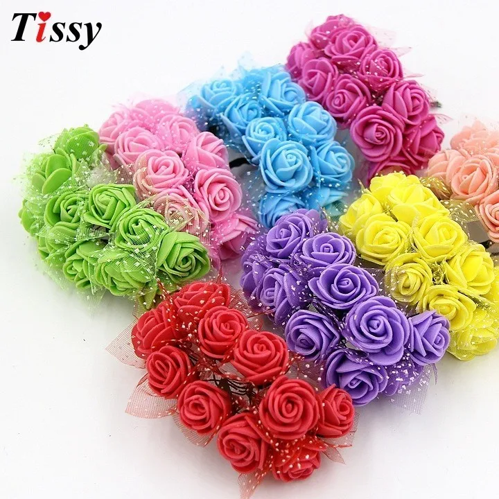 

144pcs Foam Roses Scrapbooking Multi Color Fake Flower For Wedding Home Party Decoration & Wedding Car Corsage Decoration