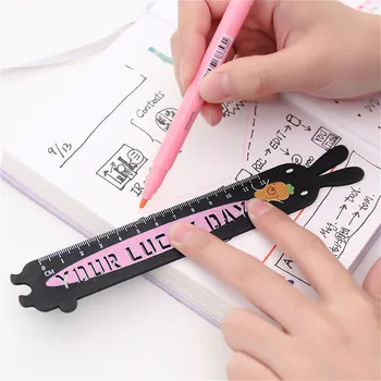 

1pc Rabbit Drawing Maths Creative w51 Line Kids Chancery Student Supply Drawing Painting Instruments Wooden Ruler