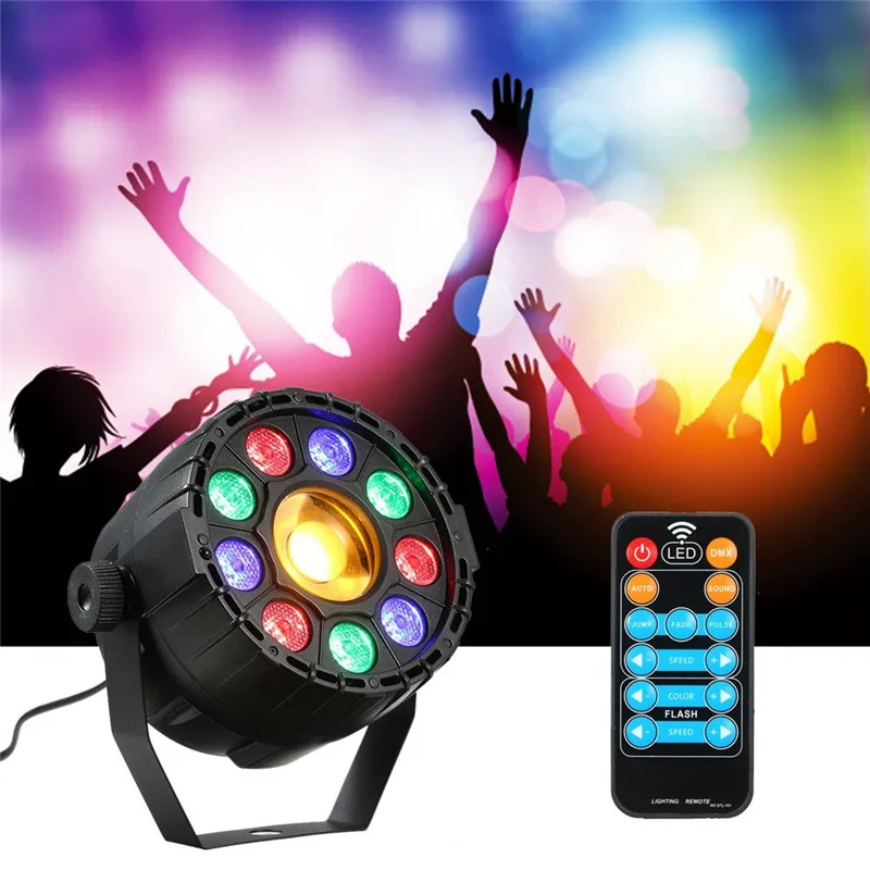 

CLAITE 15W RGB+Yellow LED Stage Light Par Light 10 LED Sound Remote Control Stage Light for DJ Party with Plug AC90-240V
