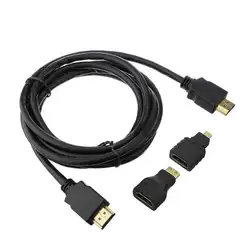 Новое поступление 3 в 1 HD высокая скорость HDMI к HDMI кабель + Micro HDMI адаптер + мини-HDMI адаптер