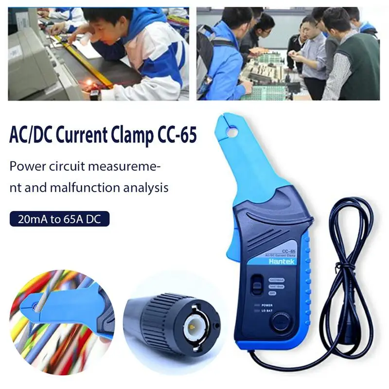

Hantek Oscilloscope AC/DC Current Clamp Probe CC-65 CC-650 20KHz/400Hz Bandwidth 1mV/10mA 65A/650A With BNC Plug