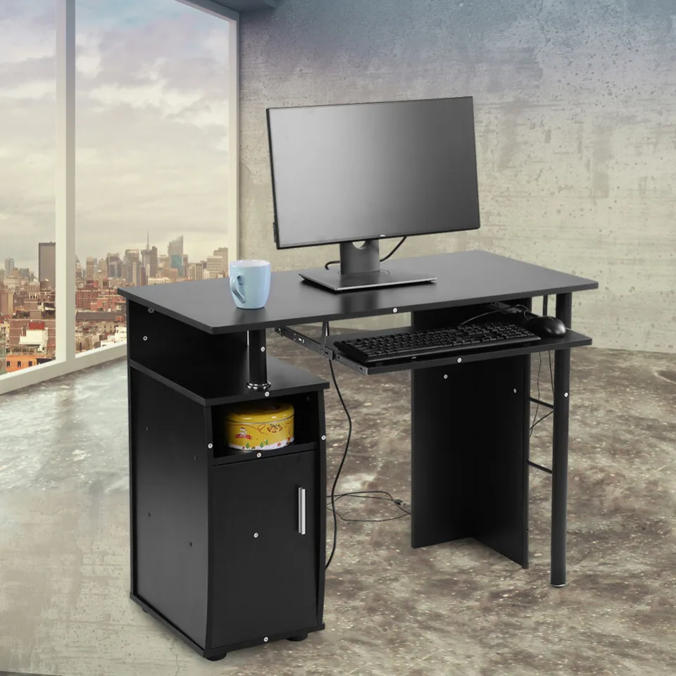 Modern Iron Computer Desk Office Student Study Table Corner